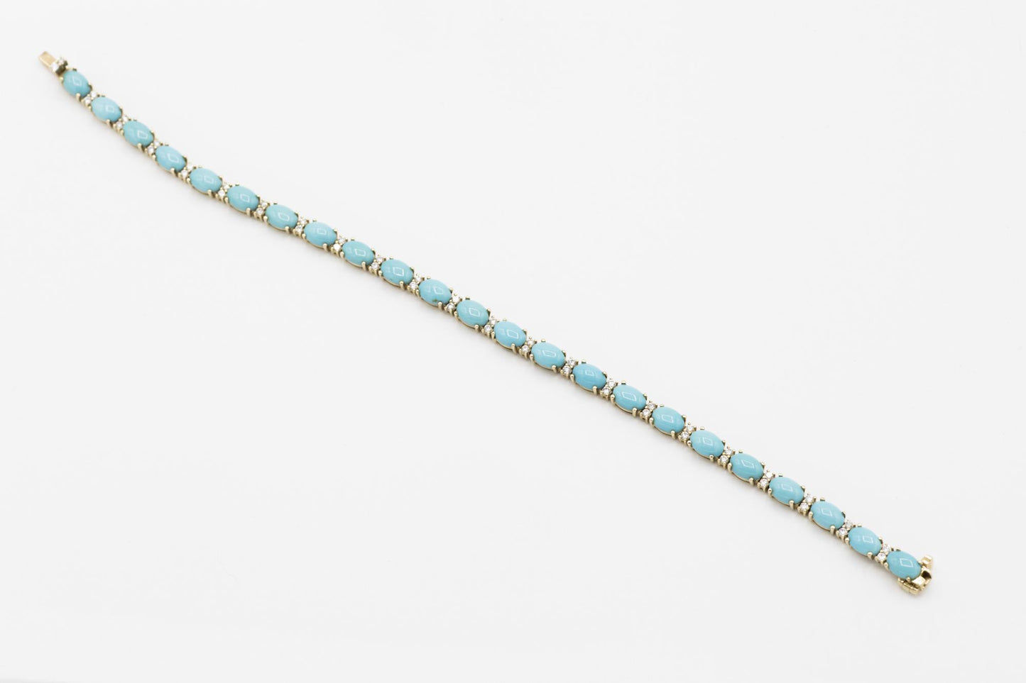 Sleeping Beauty Turquoise and Diamond 14K Tennis Bracelet