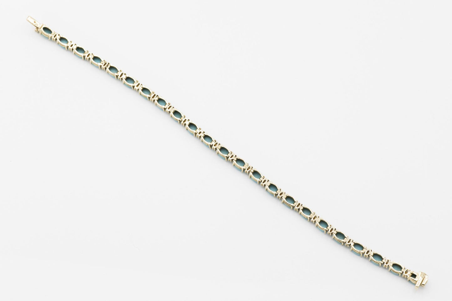 Sleeping Beauty Turquoise and Diamond 14K Tennis Bracelet