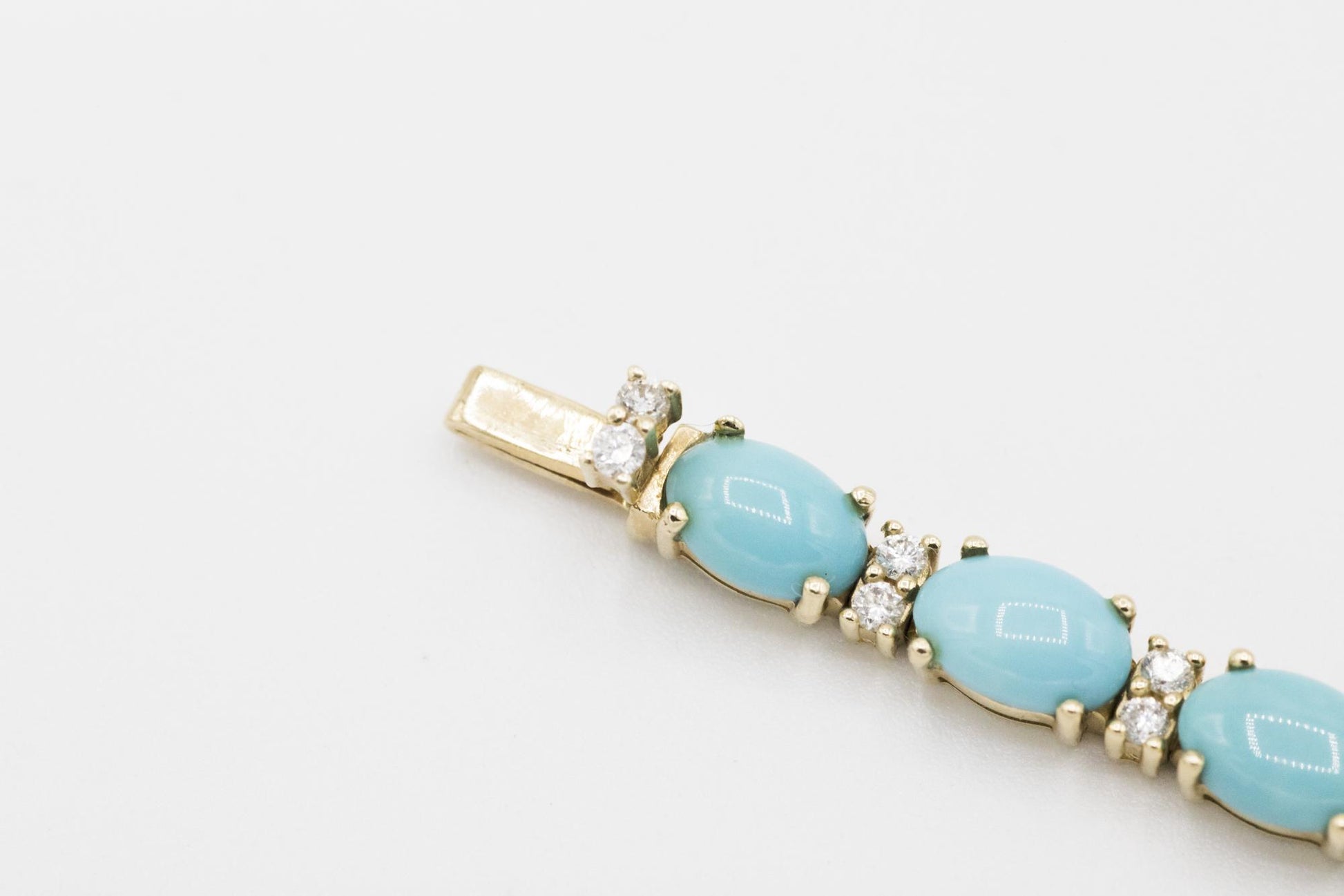 Sleeping Beauty Turquoise and Diamond 14K Tennis Bracelet