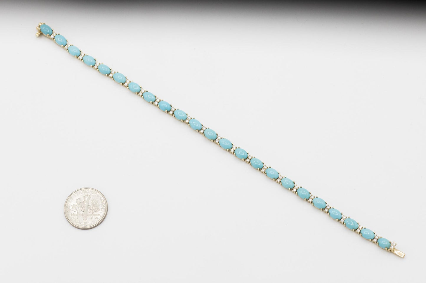 Sleeping Beauty Turquoise and Diamond 14K Tennis Bracelet