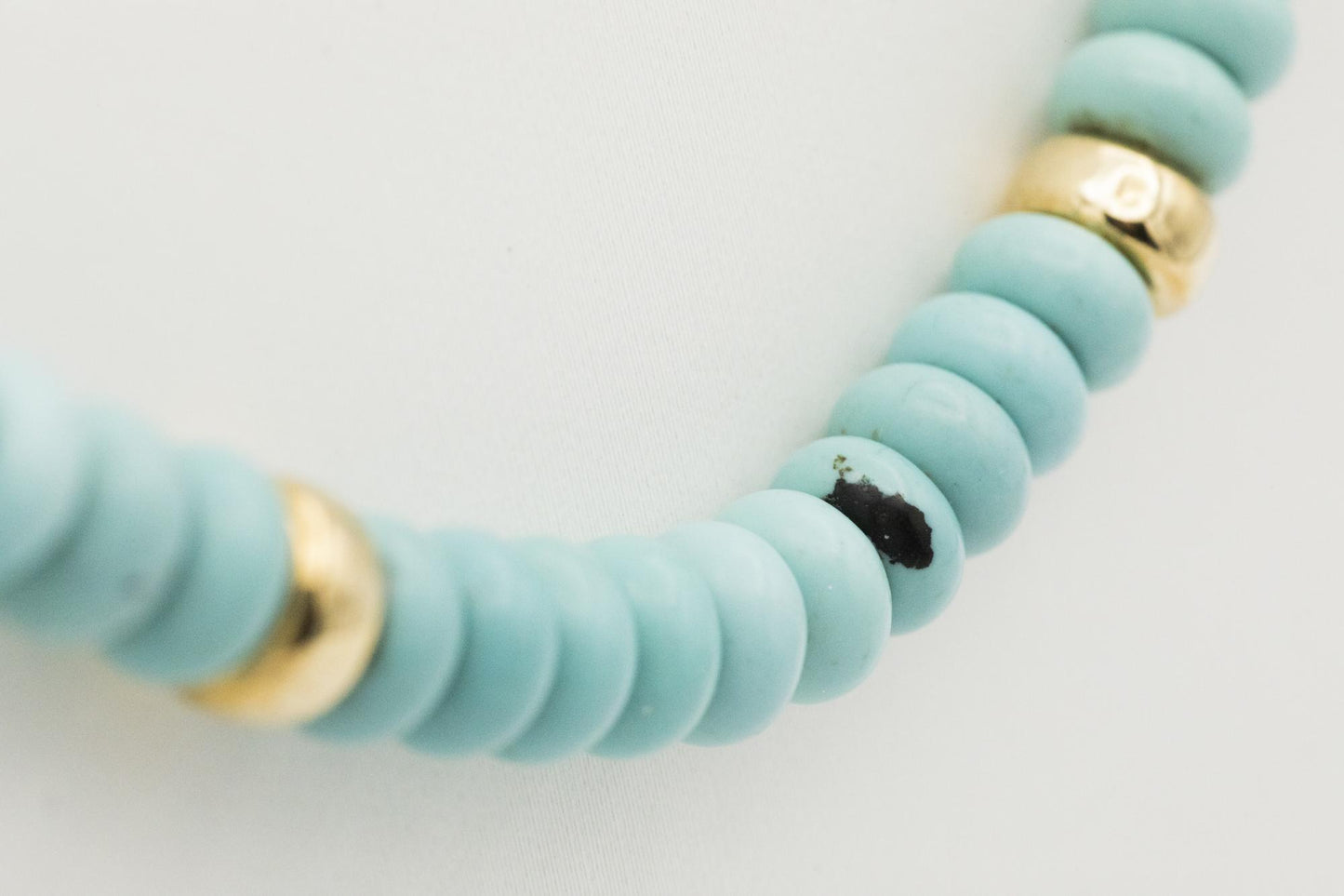 14K Yellow Gold Infinity Clasp on Turquoise Bead Necklace