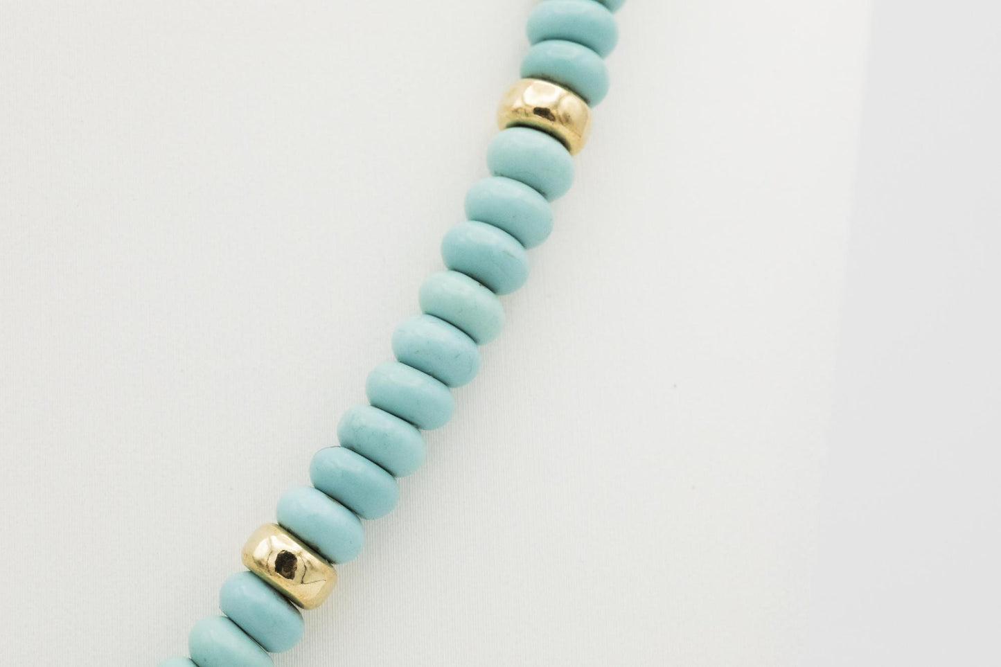 14K Yellow Gold Infinity Clasp on Turquoise Bead Necklace