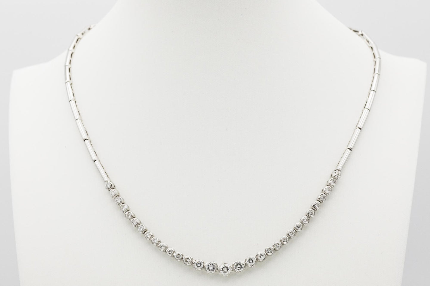 Diamond Line Necklace in 14K White Gold