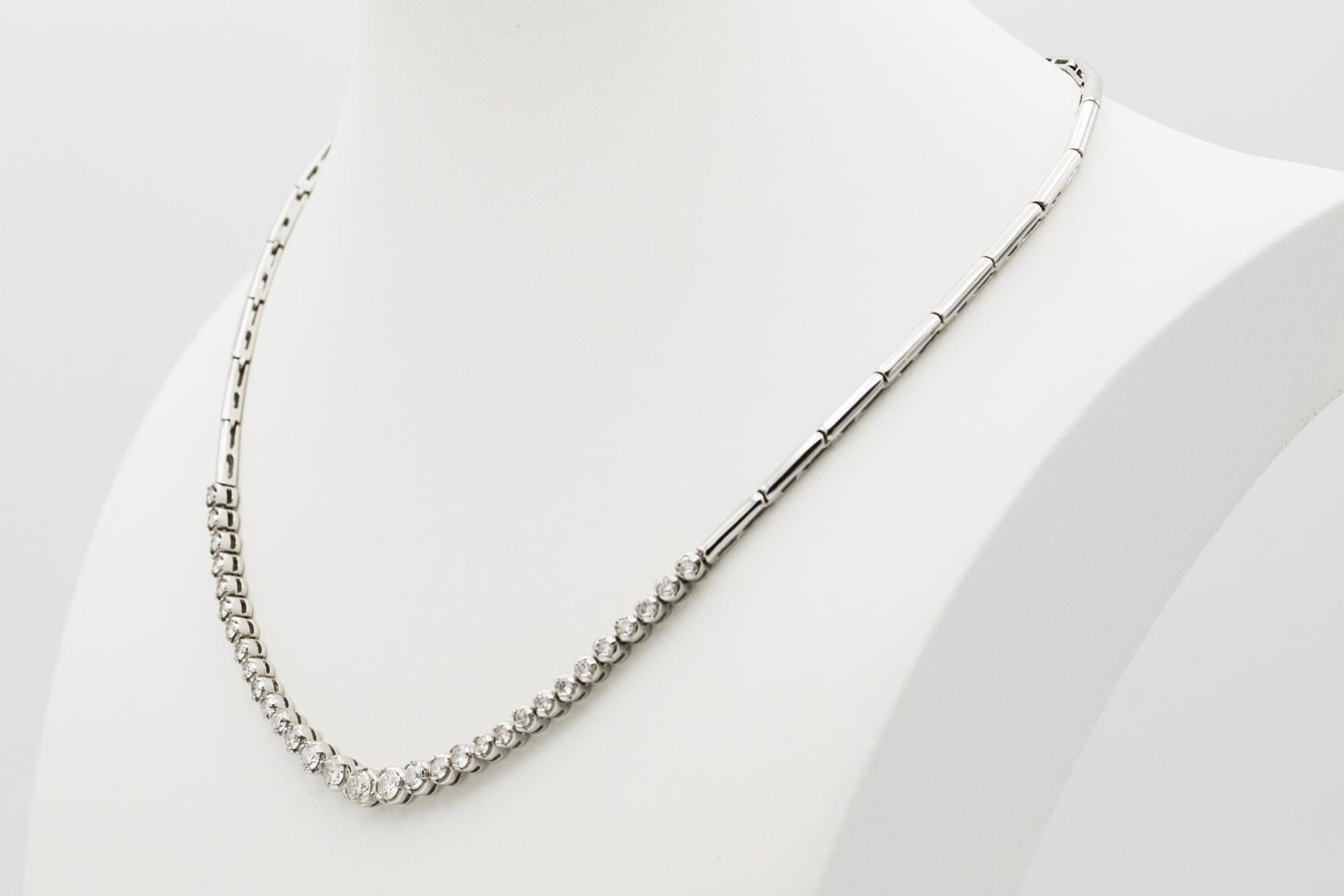 Diamond Line Necklace in 14K White Gold