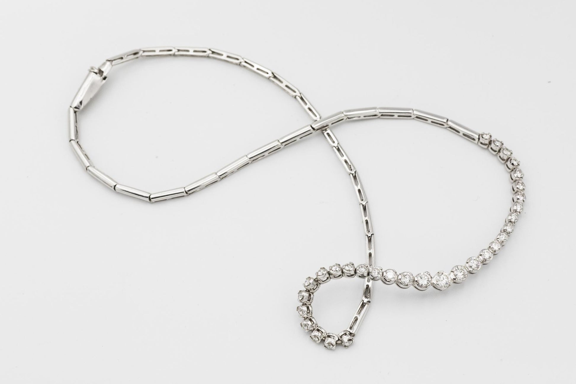 Diamond Line Necklace in 14K White Gold