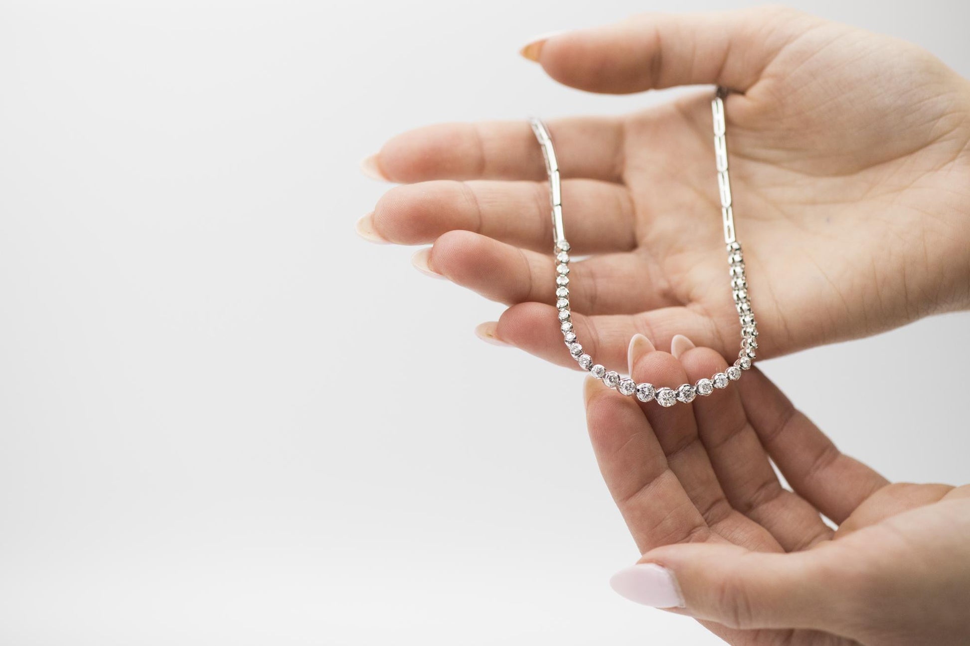 Diamond Line Necklace in 14K White Gold