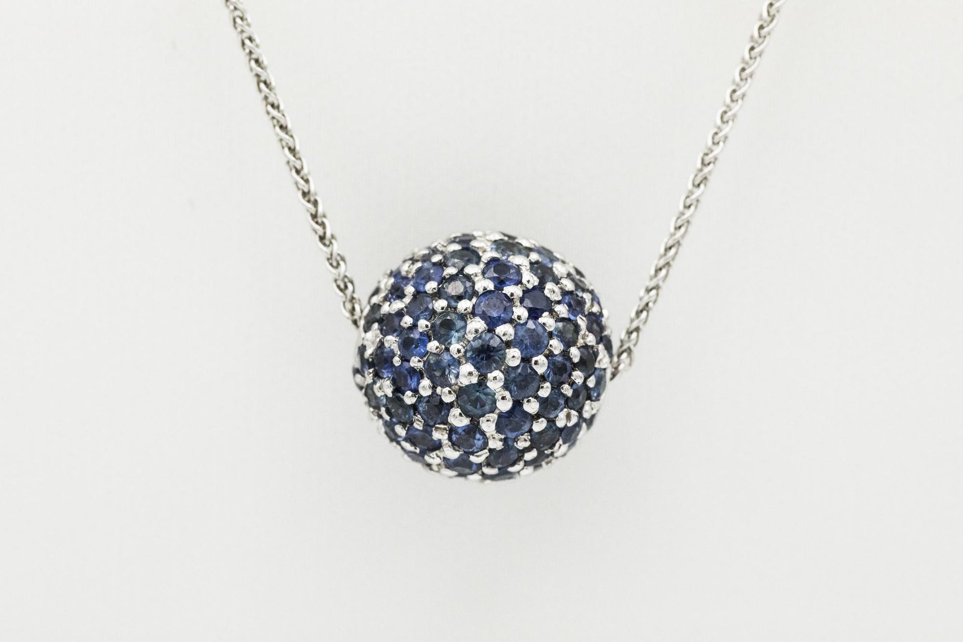 14K Sapphire Pavé Sphere Necklace