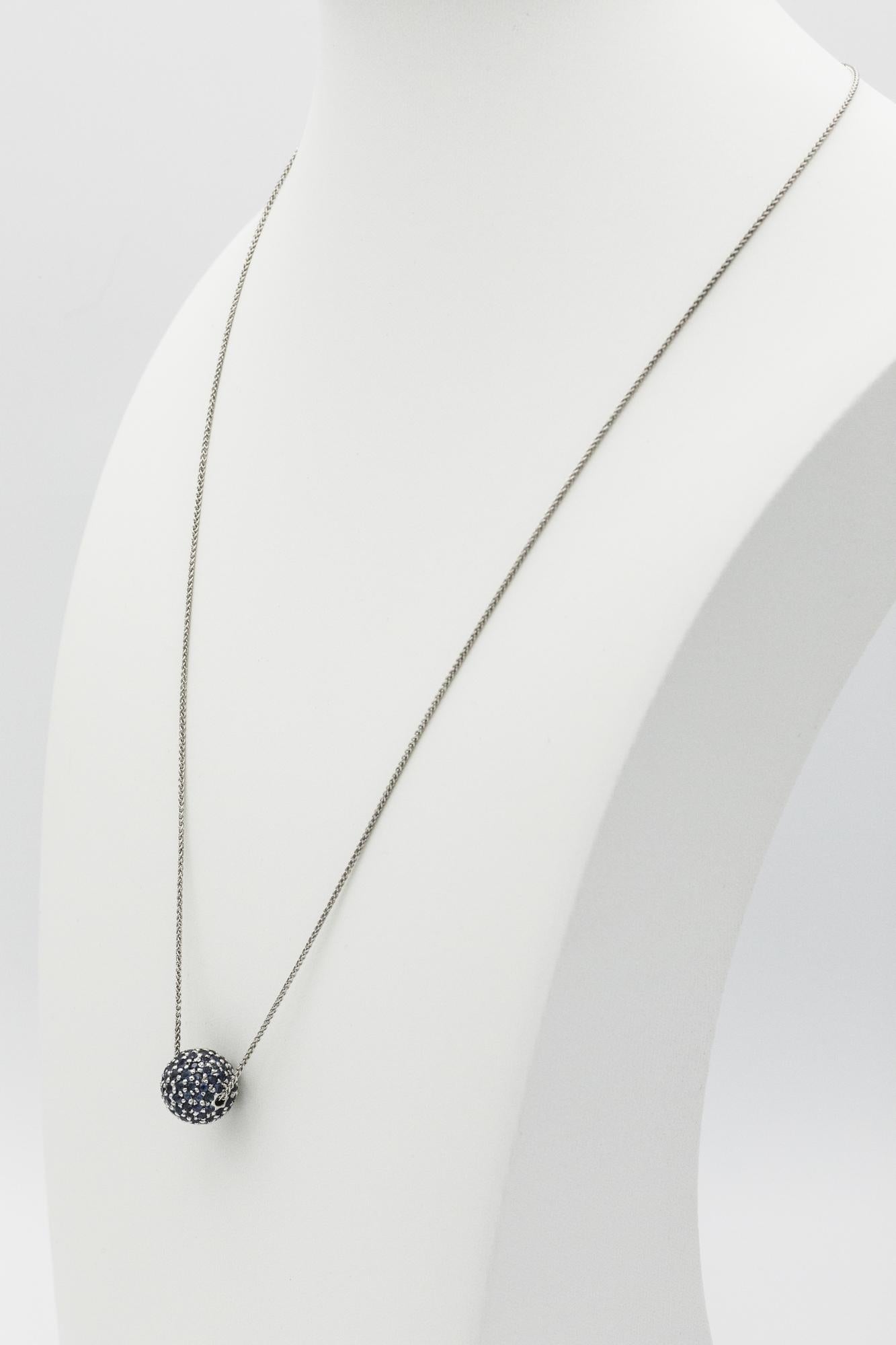 14K Sapphire Pavé Sphere Necklace